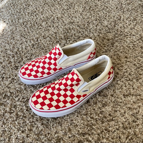 Vans Shoes - SOLD Red checker slip on vans